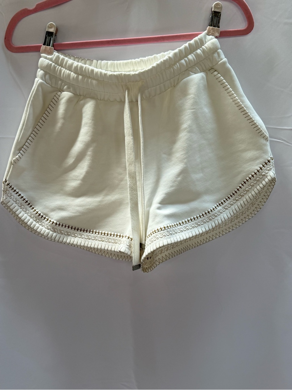 White Women's Cotton Drawstring Shorts